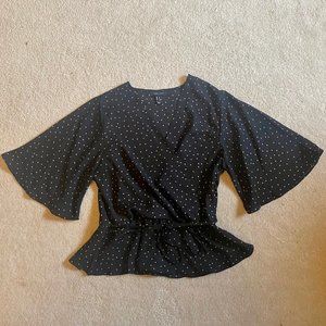 ASOS Black Polka-Dot Peplum Blouse